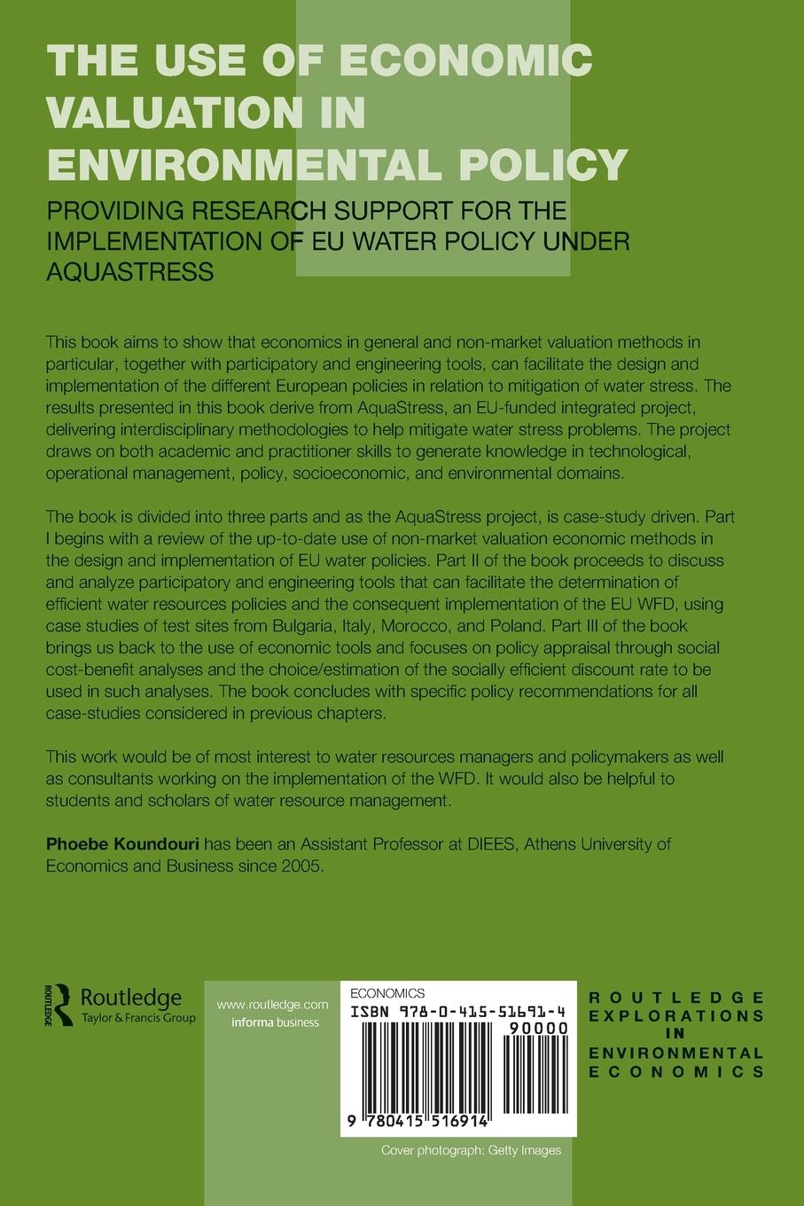 Rückseitencover The Use of Economic Valuation in Environmental Policy