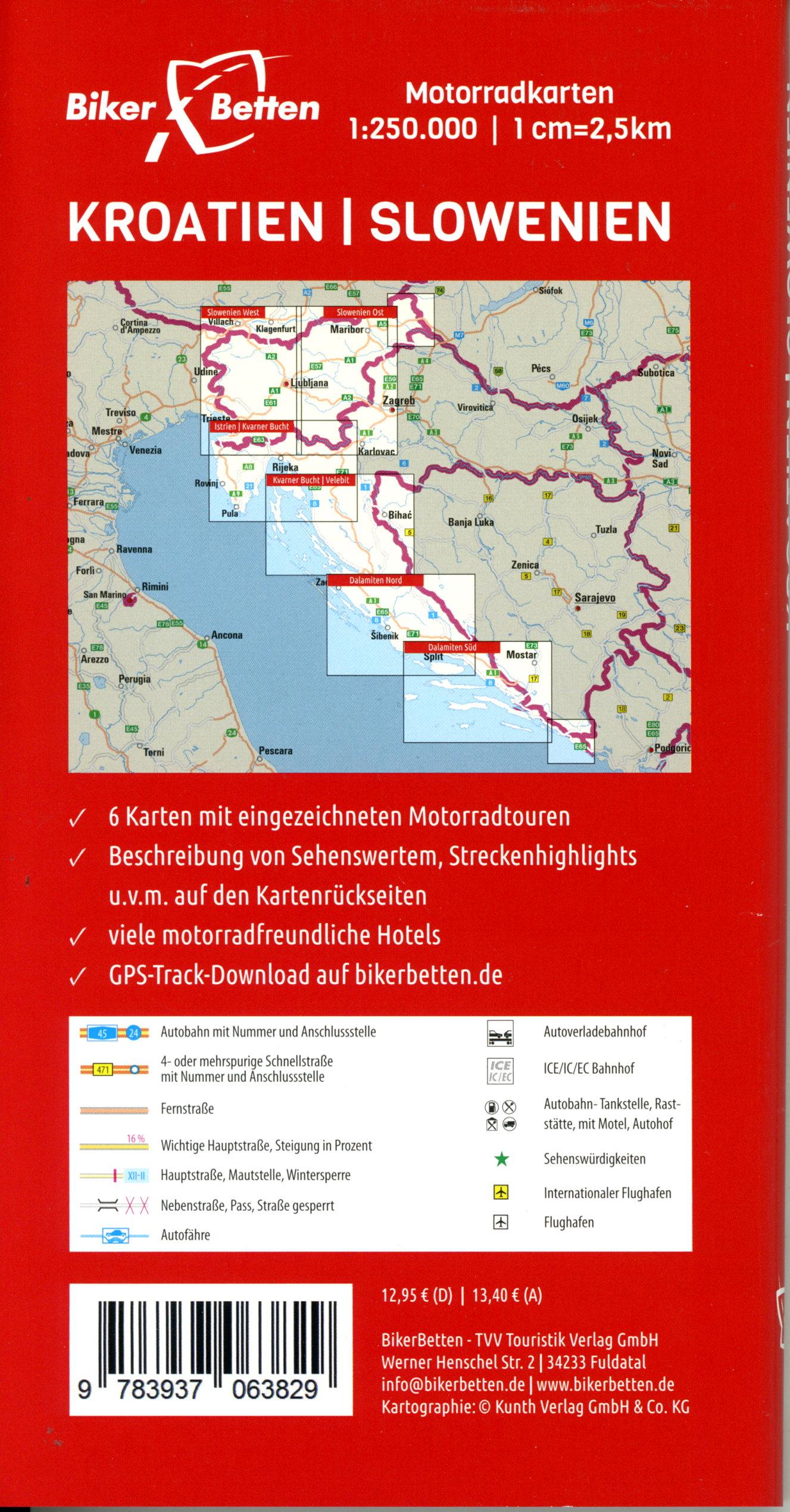 Beispielinhalt (Bild) Motorradkarten Set Kroatien Slowenien