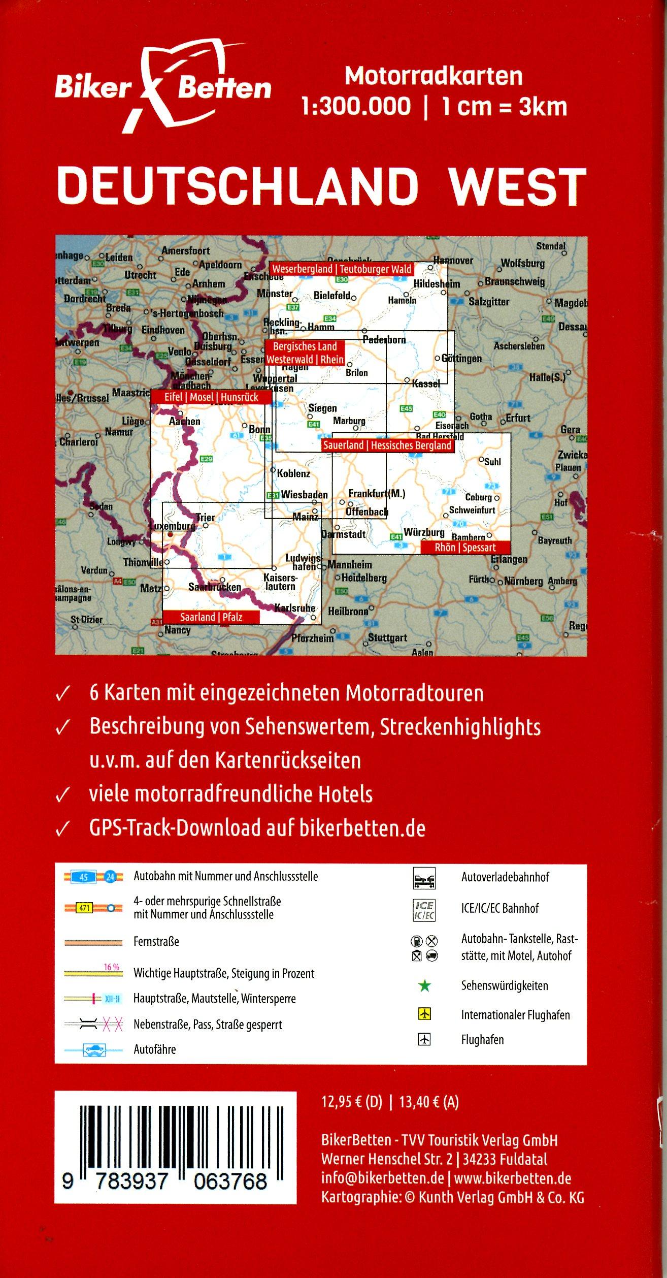 Beispielinhalt (Bild) Motorradkarten Set Deutschland West
