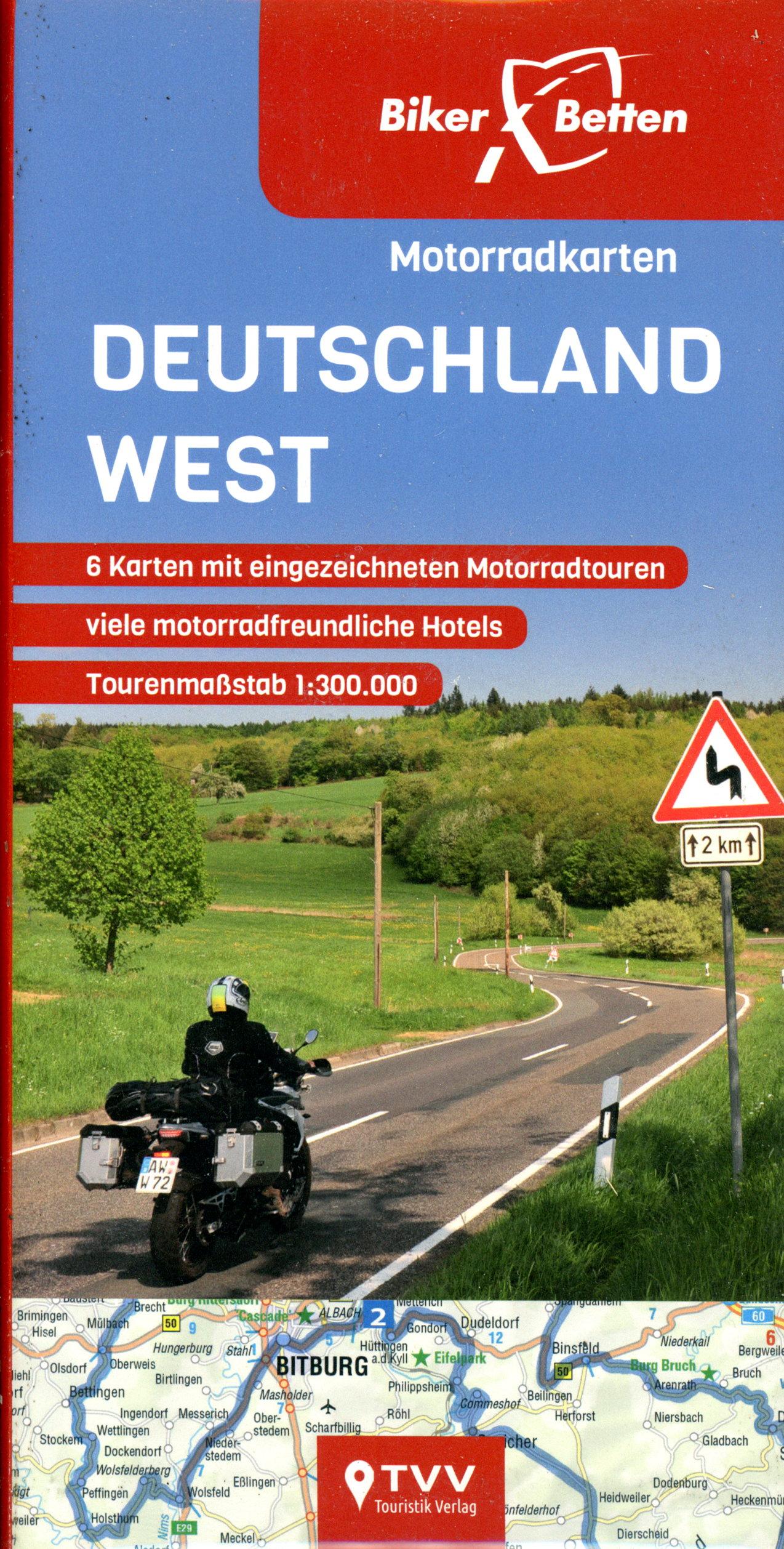 Vorderes Coverbild Motorradkarten Set Deutschland West