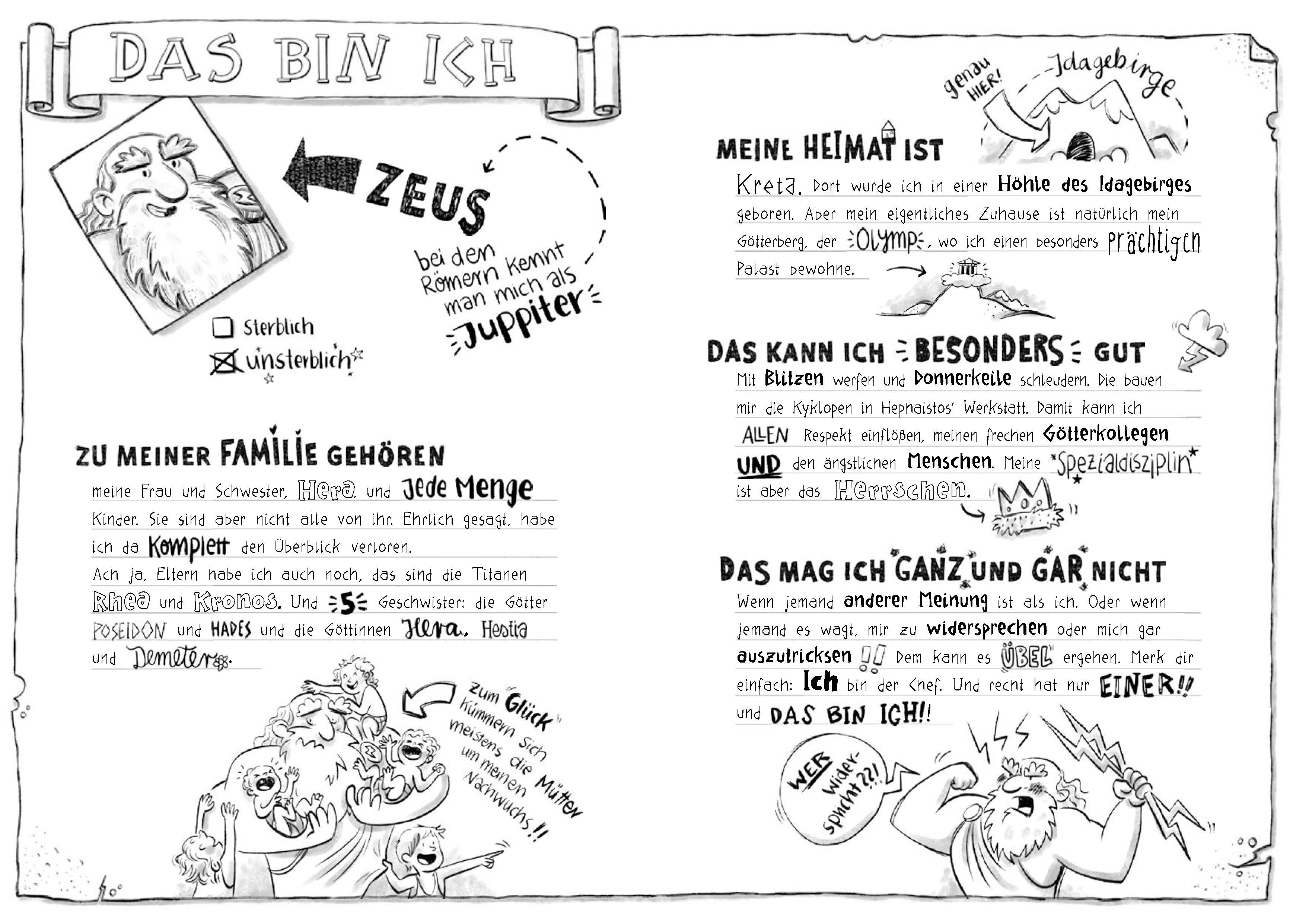 Beispielinhalt (Bild) Ich, Zeus, und die Bande vom Olymp , Götter und Helden erzählen griechische Sagen