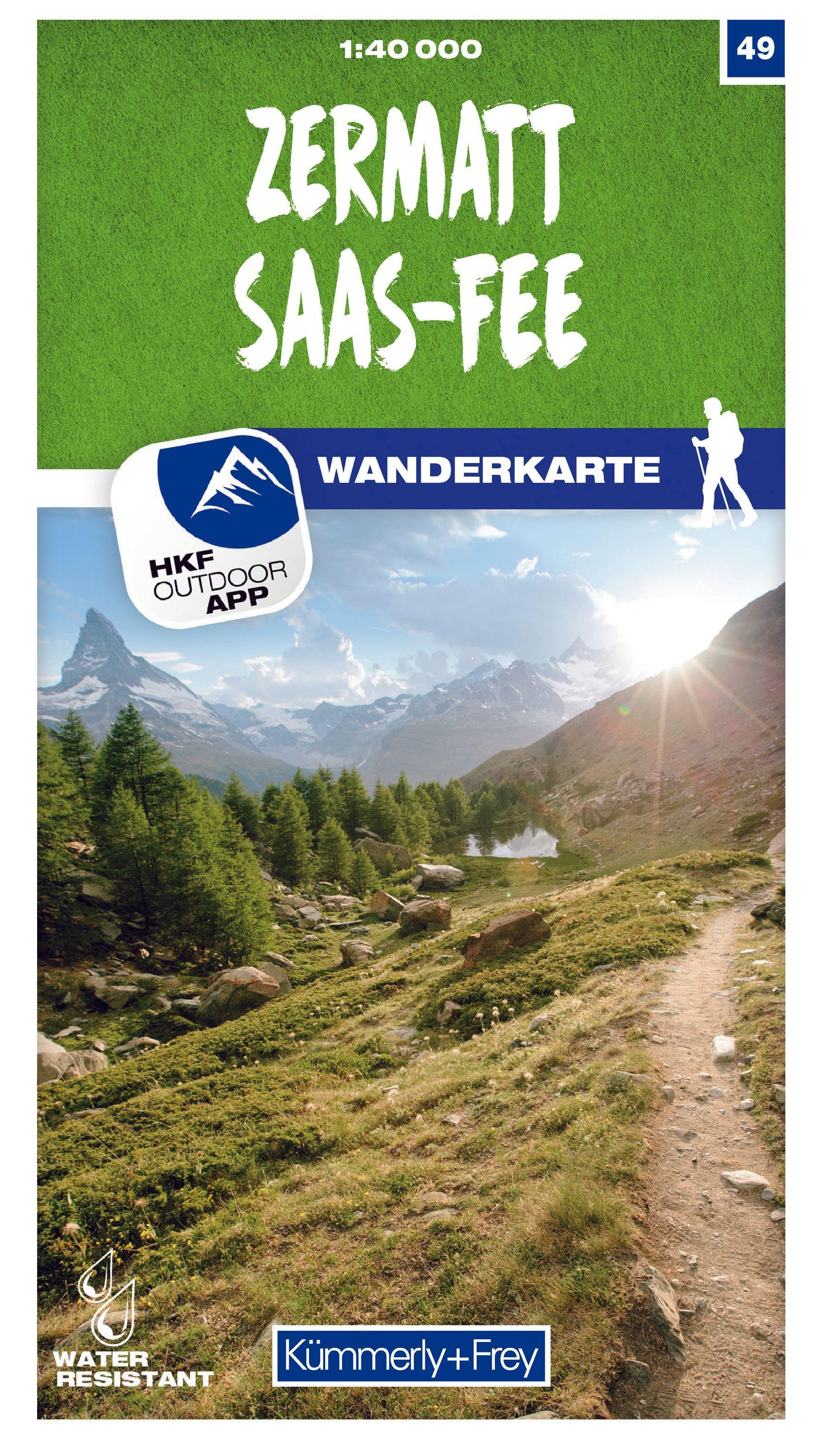 Vorderes Coverbild Zermatt - Saas-Fee 49 Wanderkarte 1:40 000 matt laminiert