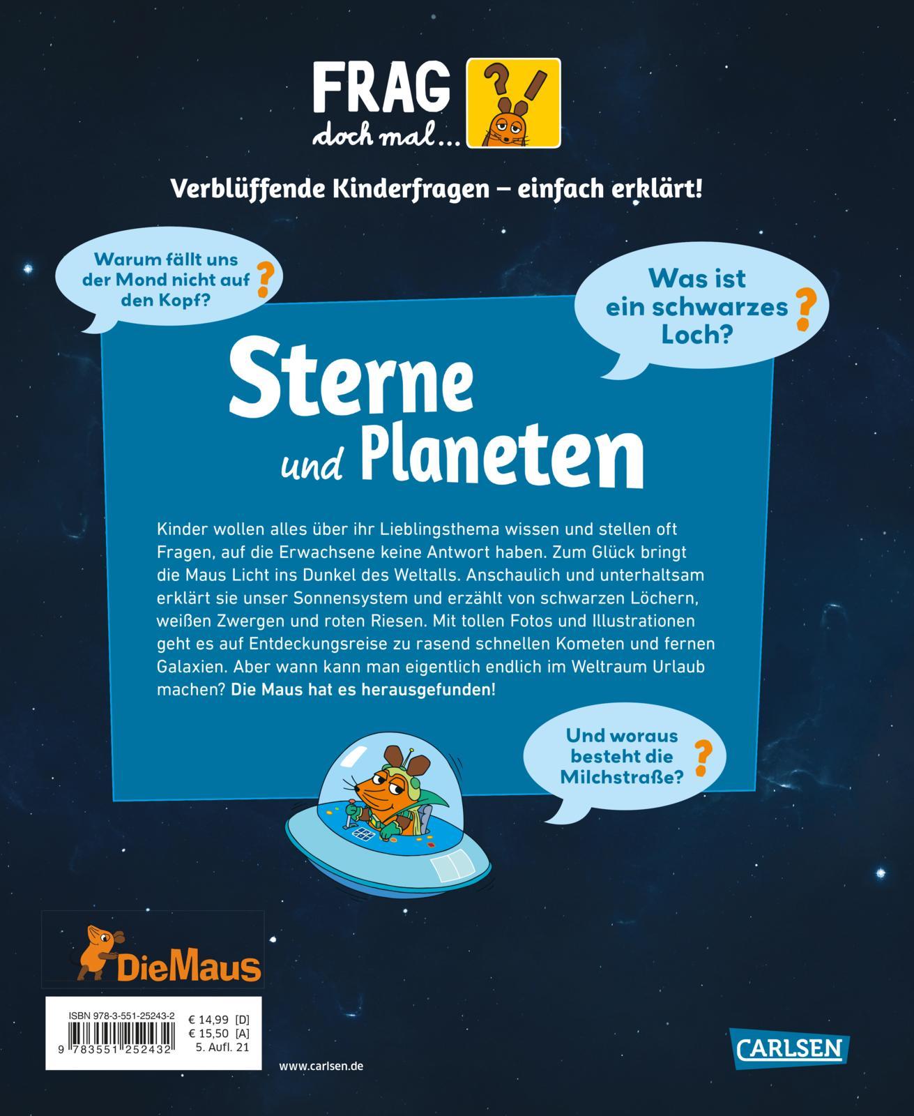 Rückseitencover Frag doch mal ... die Maus!: Sterne und Planeten