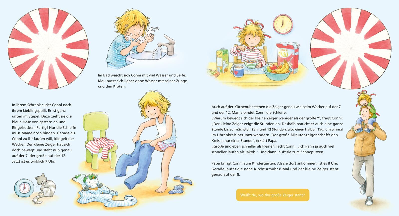 Beispielinhalt (Bild) Conni-Bilderbücher: Conni lernt die Uhrzeit