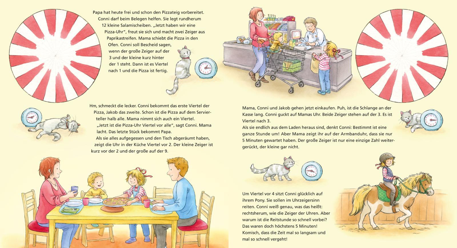 Beispielinhalt (Bild) Conni-Bilderbücher: Conni lernt die Uhrzeit