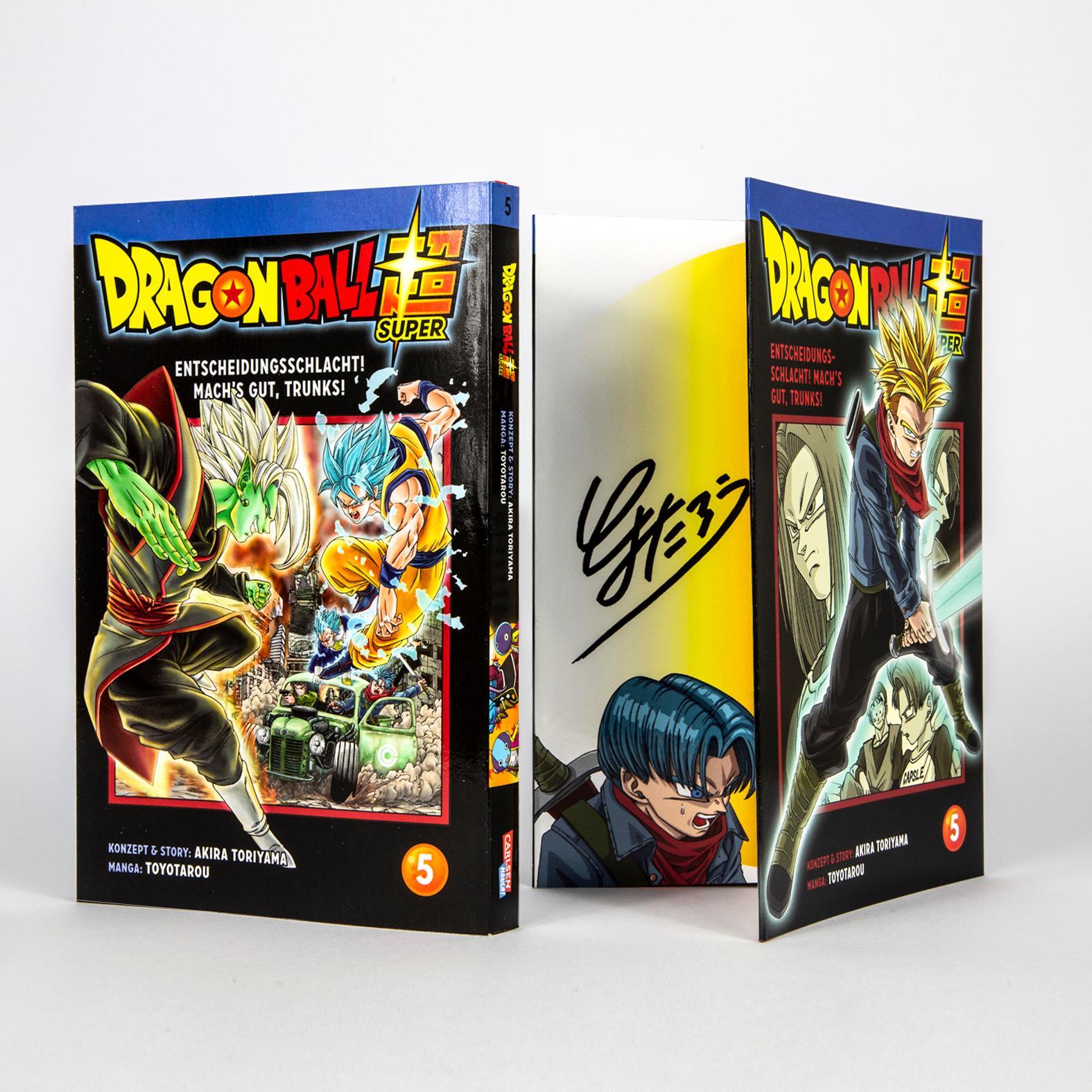 Beispielinhalt (Bild) Dragon Ball Super Bände 1-5 im Sammelschuber mit Extra