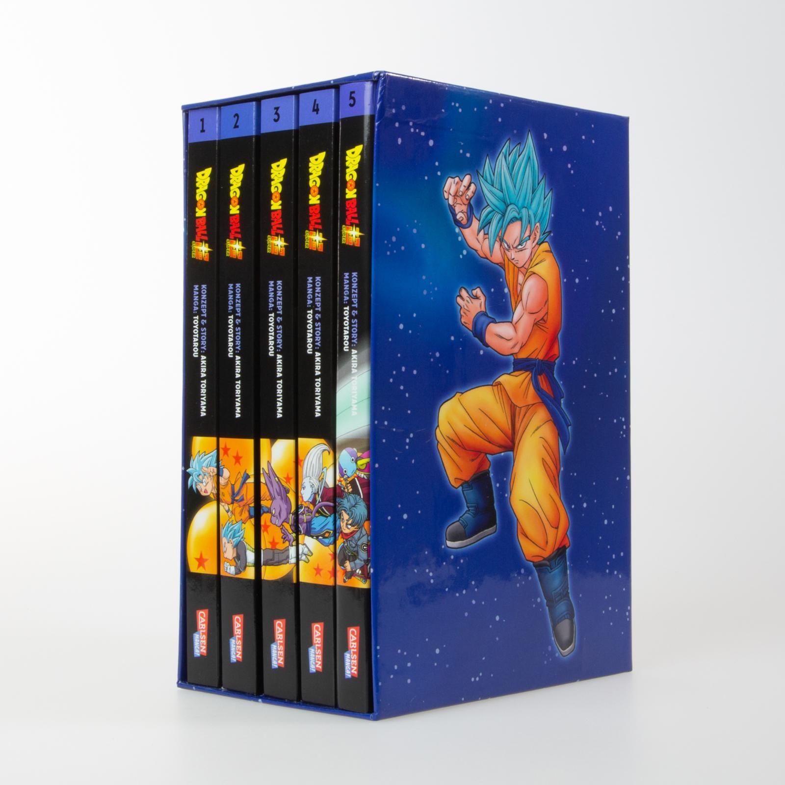 Beispielinhalt (Bild) Dragon Ball Super Bände 1-5 im Sammelschuber mit Extra