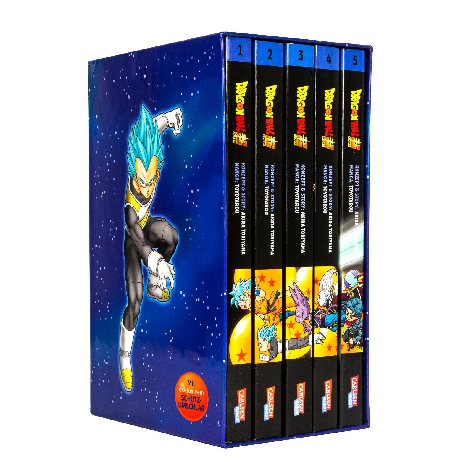 Vorderes Coverbild Dragon Ball Super Bände 1-5 im Sammelschuber mit Extra