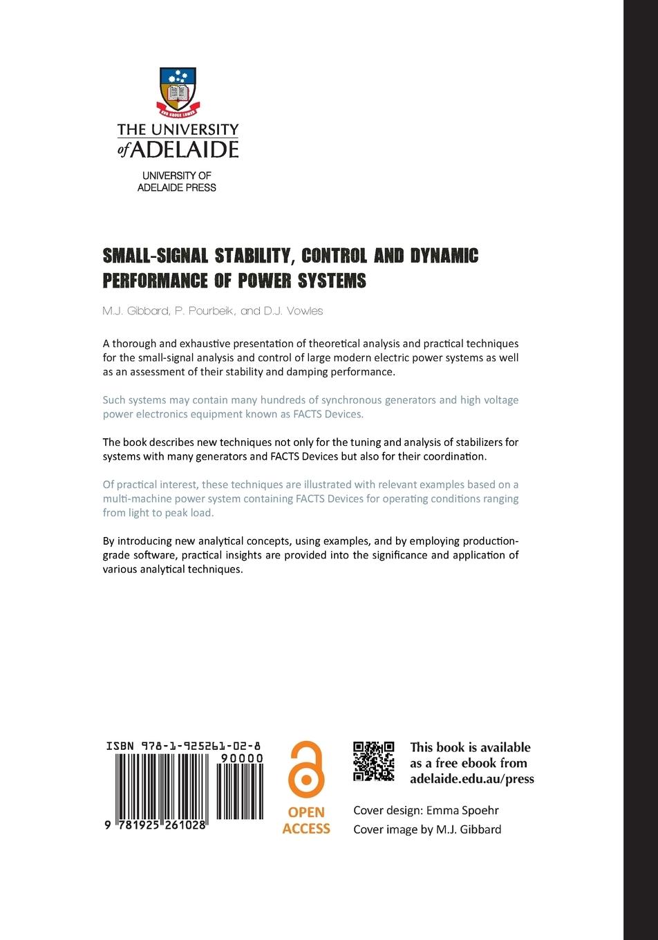 Rückseitencover Small-signal stability, control and dynamic performance of power systems