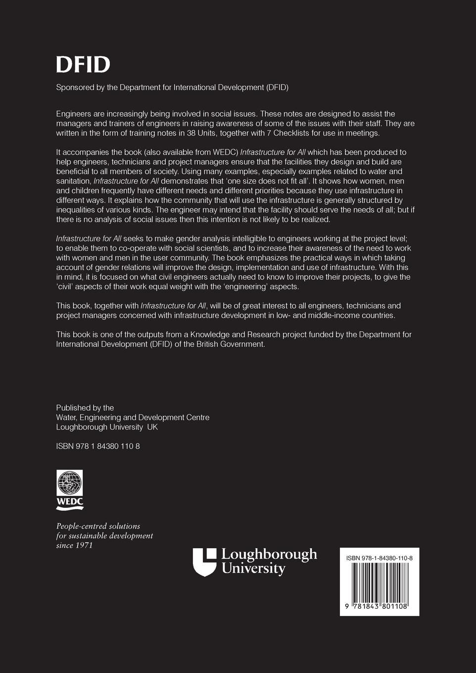 Rückseitencover Developing Engineers and Technicians: Notes on Giving Guidance to Engineers and Technicians on How Infrastructure Can Meet the Needs of Men and Women
