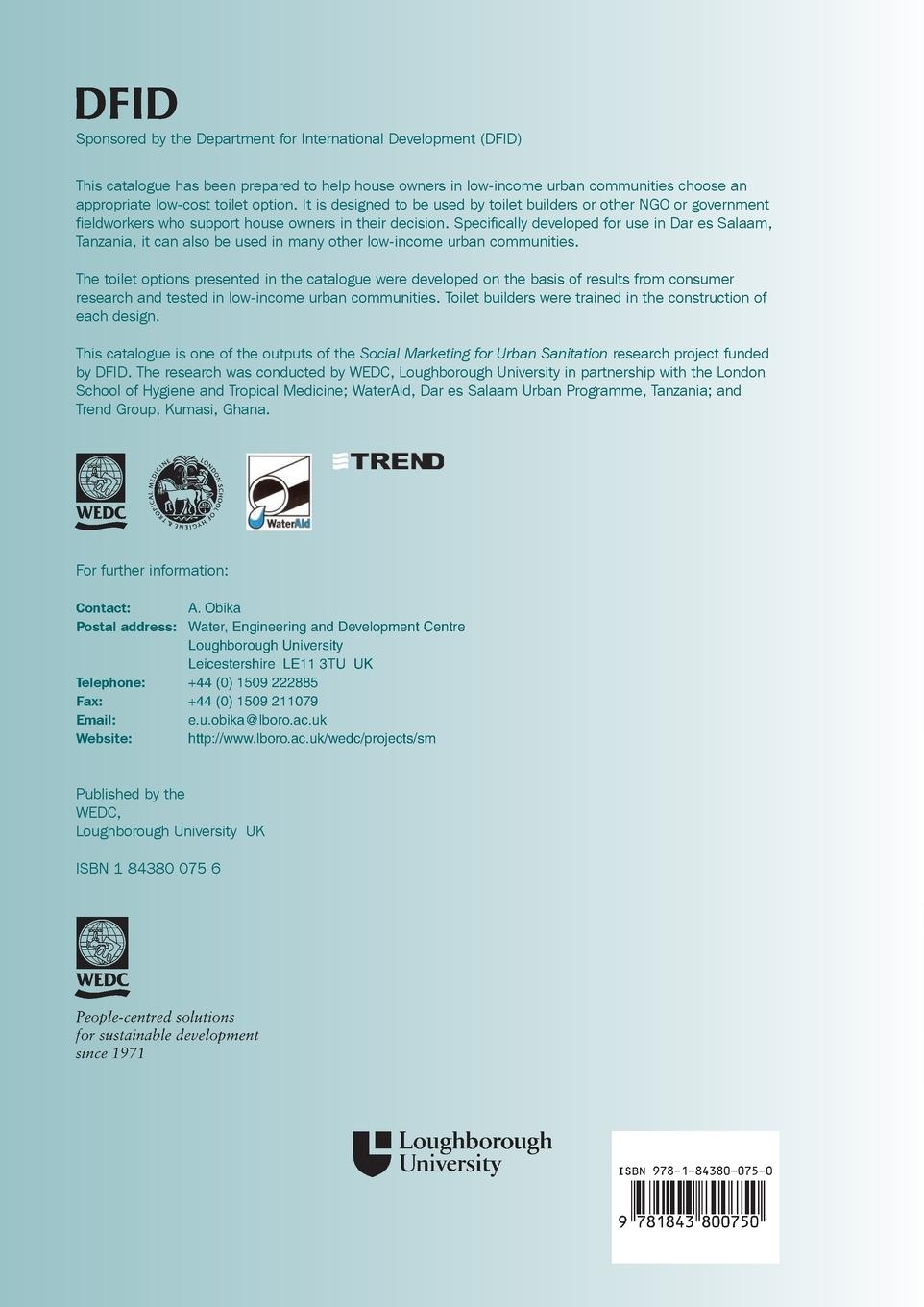 Rückseitencover Low-Cost Toilet Options - A Catalogue: Social Marketing for Urban Sanitation