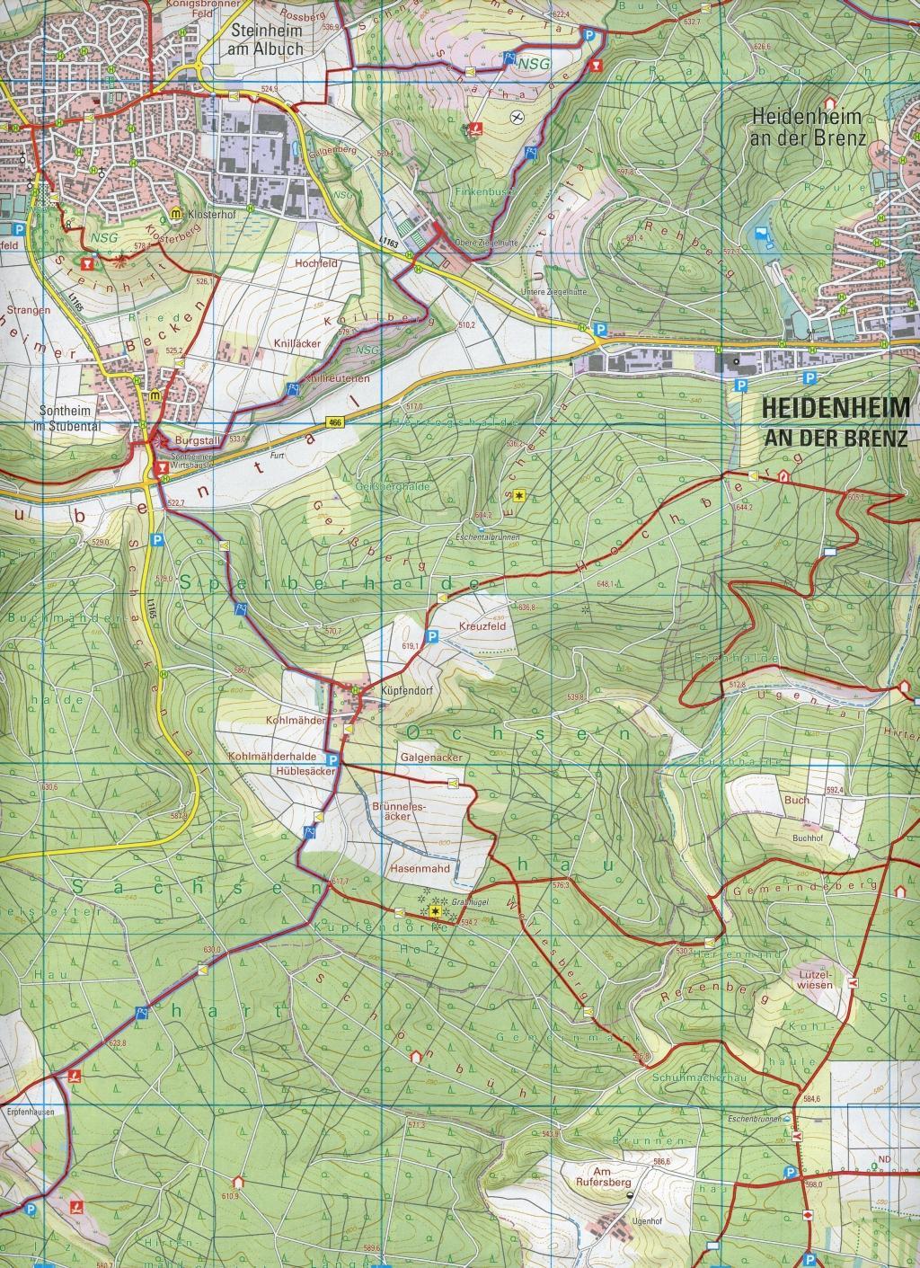 Beispielinhalt (Bild) Heidenheim a.d.Brenz - Lonetal, Giengen a.d.Brenz Wanderkarte 1:25.000