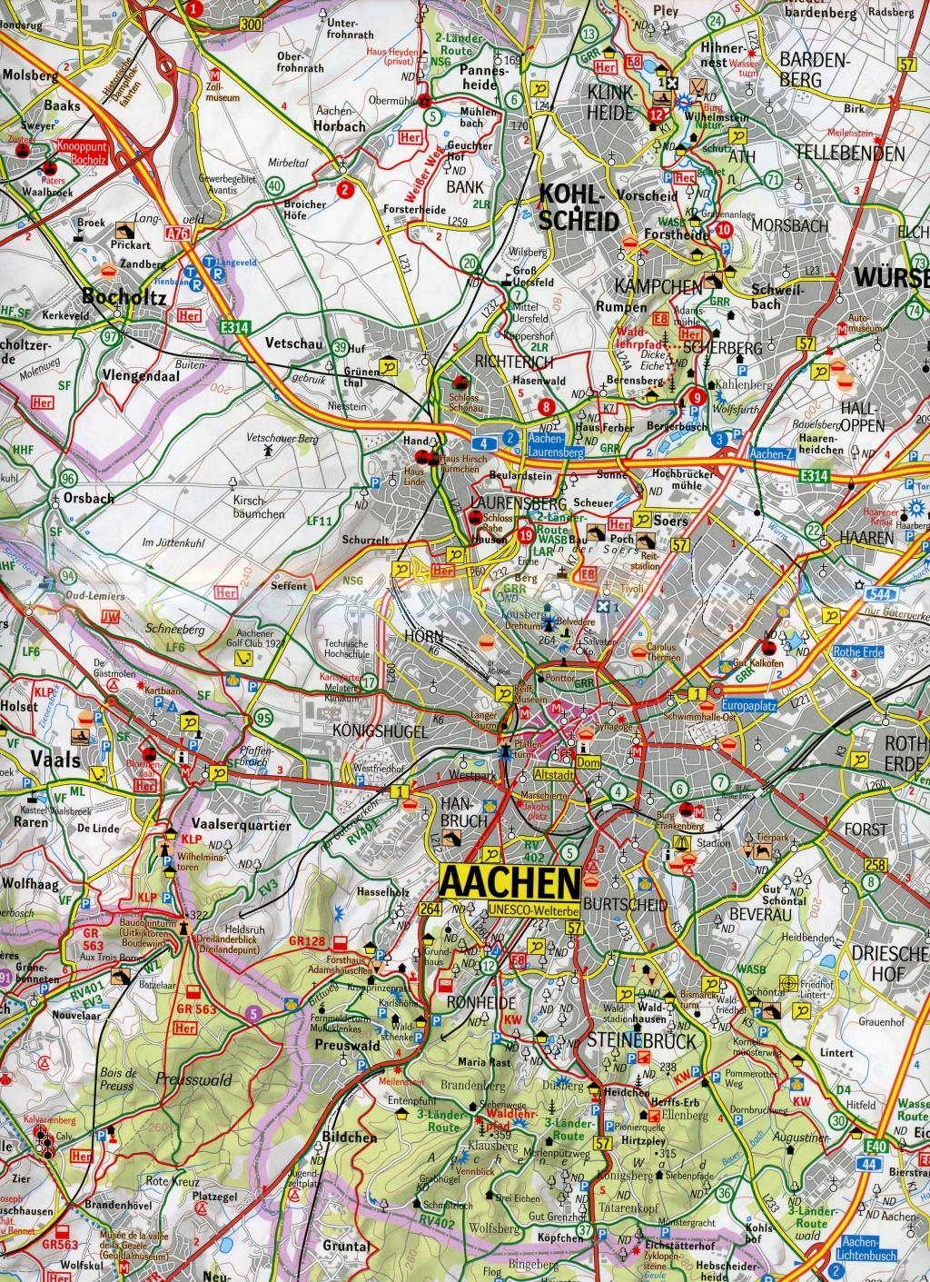 Beispielinhalt (Bild) Euregio Aachen, Liege, Maastricht 1:50.000 Wander- und Freizeitkarte