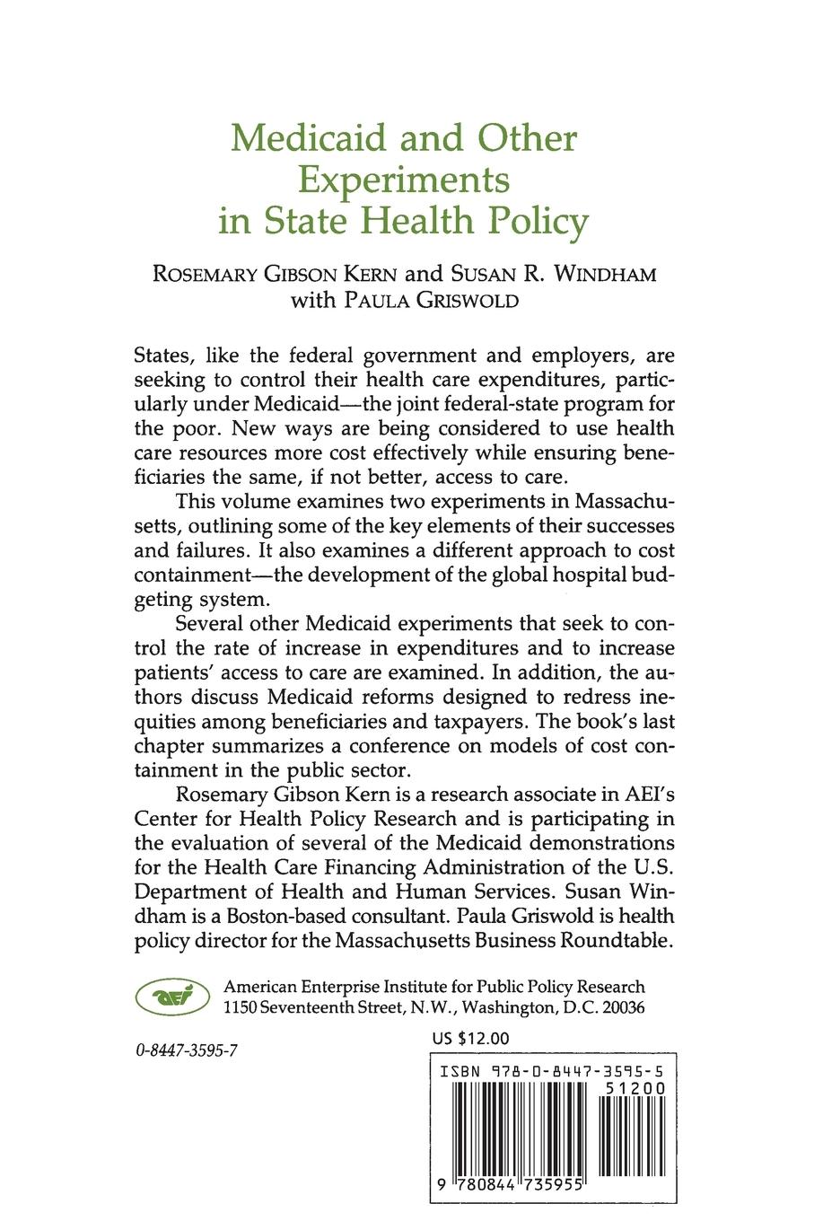 Rückseitencover Medicaid & Other Experiments in State Health Policy