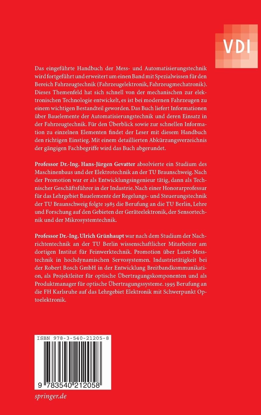 Rückseitencover Handbuch der Mess- und Automatisierungstechnik im Automobil
