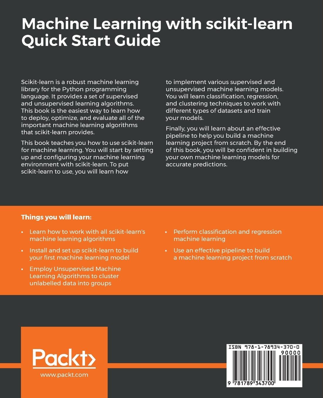 Rückseitencover Machine Learning with scikit-learn Quick Start Guide