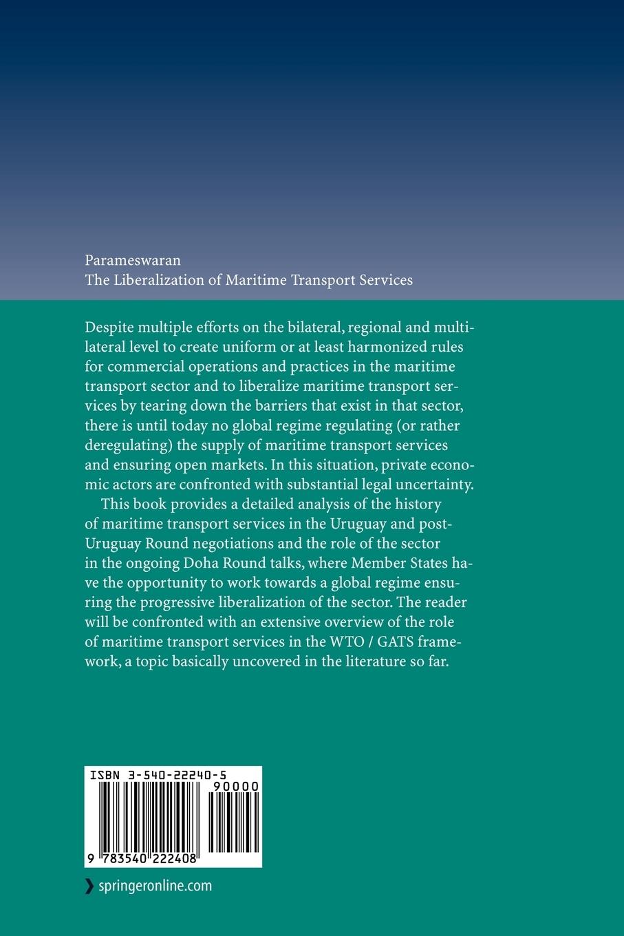 Rückseitencover The Liberalization of Maritime Transport Services