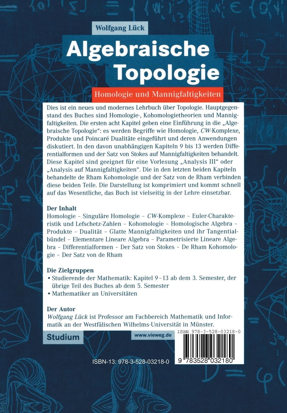 Rückseitencover Algebraische Topologie