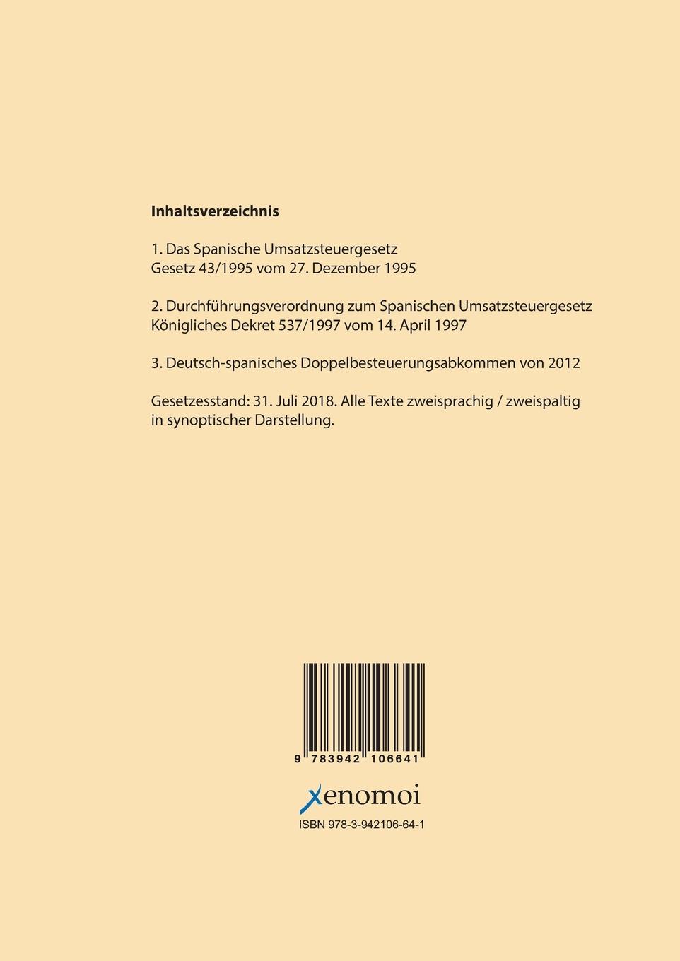 Rückseitencover Das Spanische Umsatzsteuergesetz