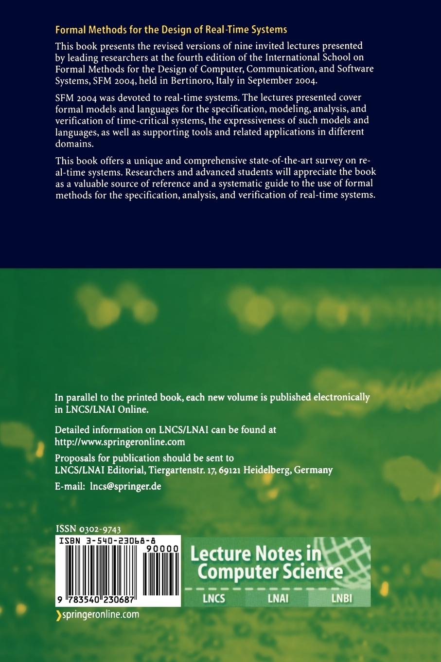 Rückseitencover Formal Methods for the Design of Real-Time Systems