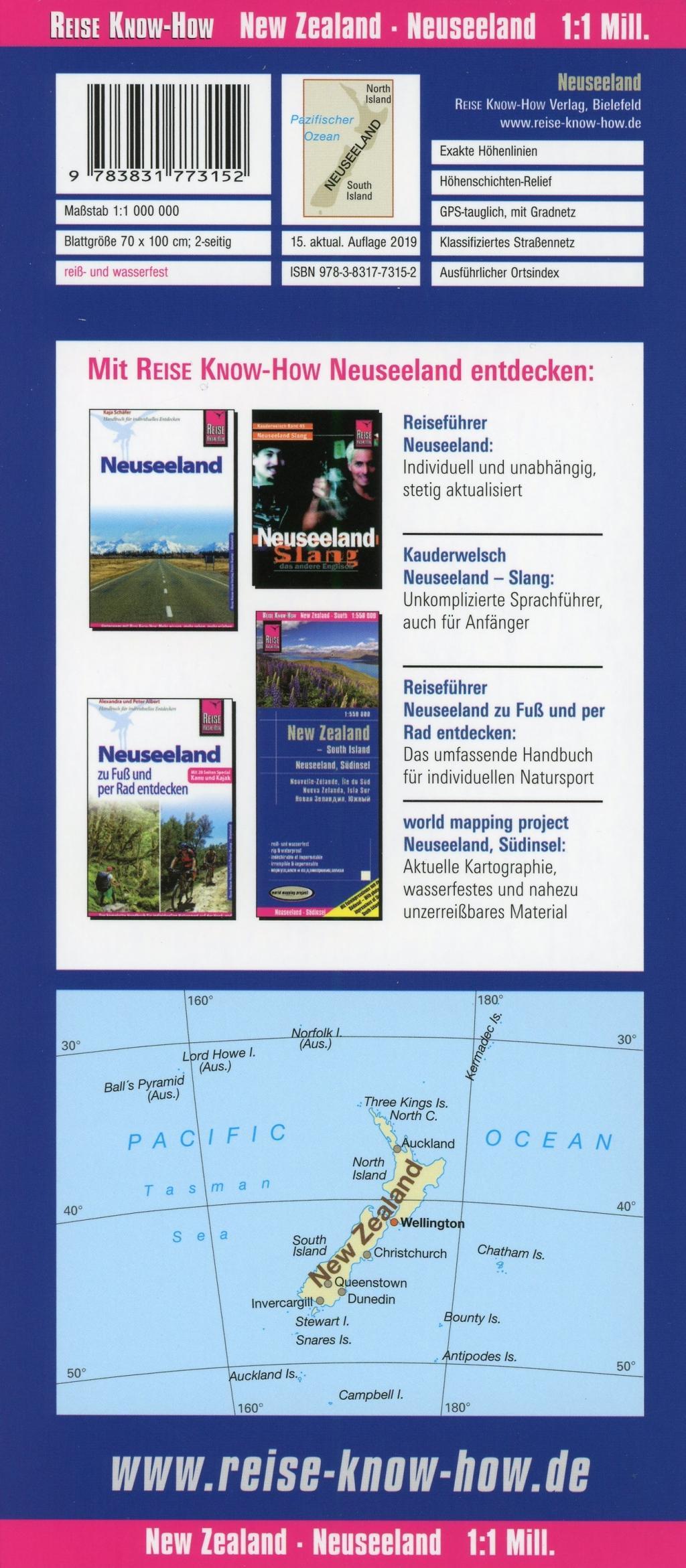 Beispielinhalt (Bild) Reise Know-How Landkarte Neuseeland 1 : 1.000.000