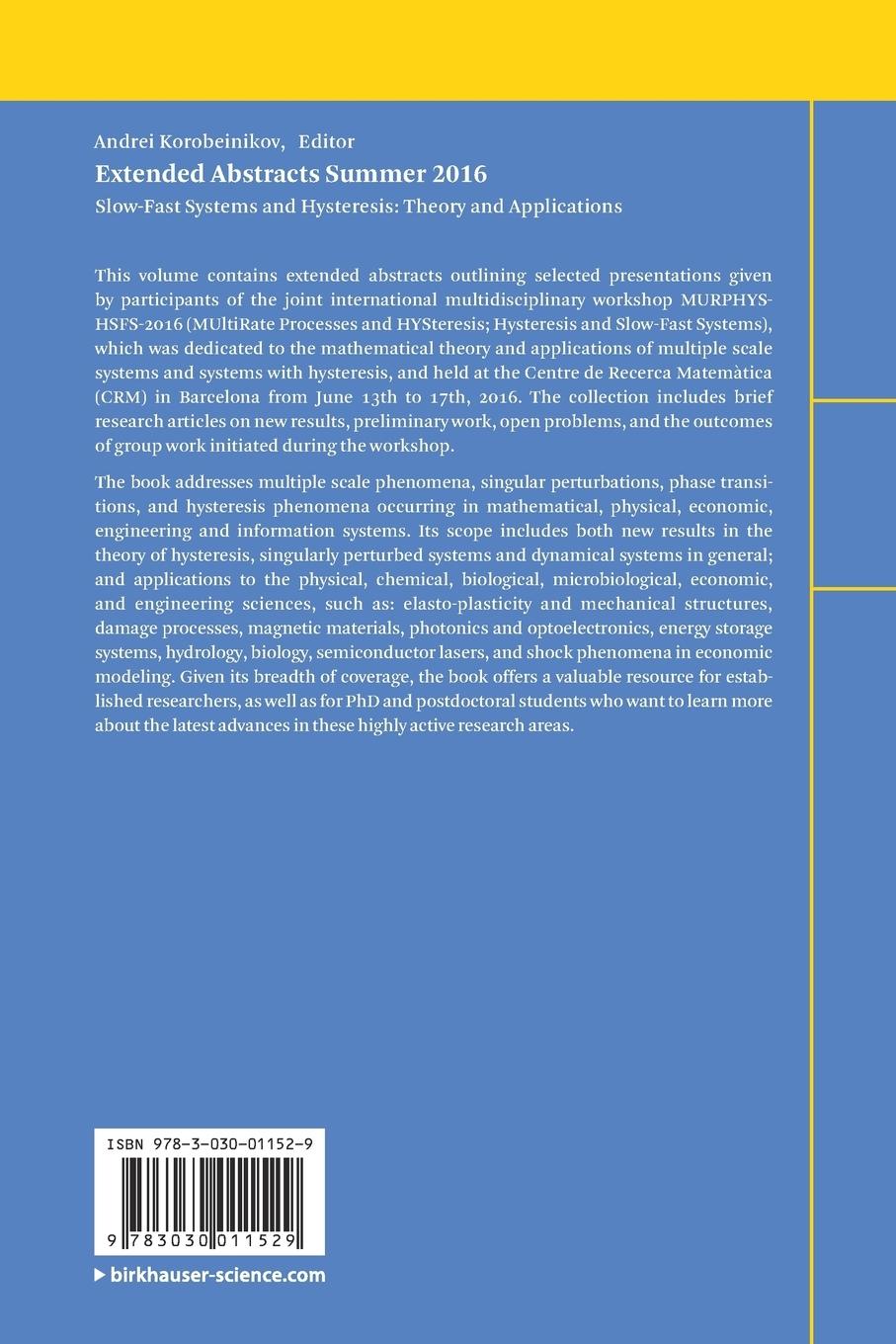 Rückseitencover Extended Abstracts Summer 2016