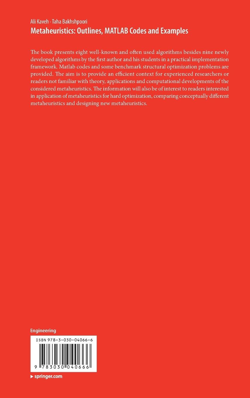 Rückseitencover Metaheuristics: Outlines, MATLAB Codes and Examples