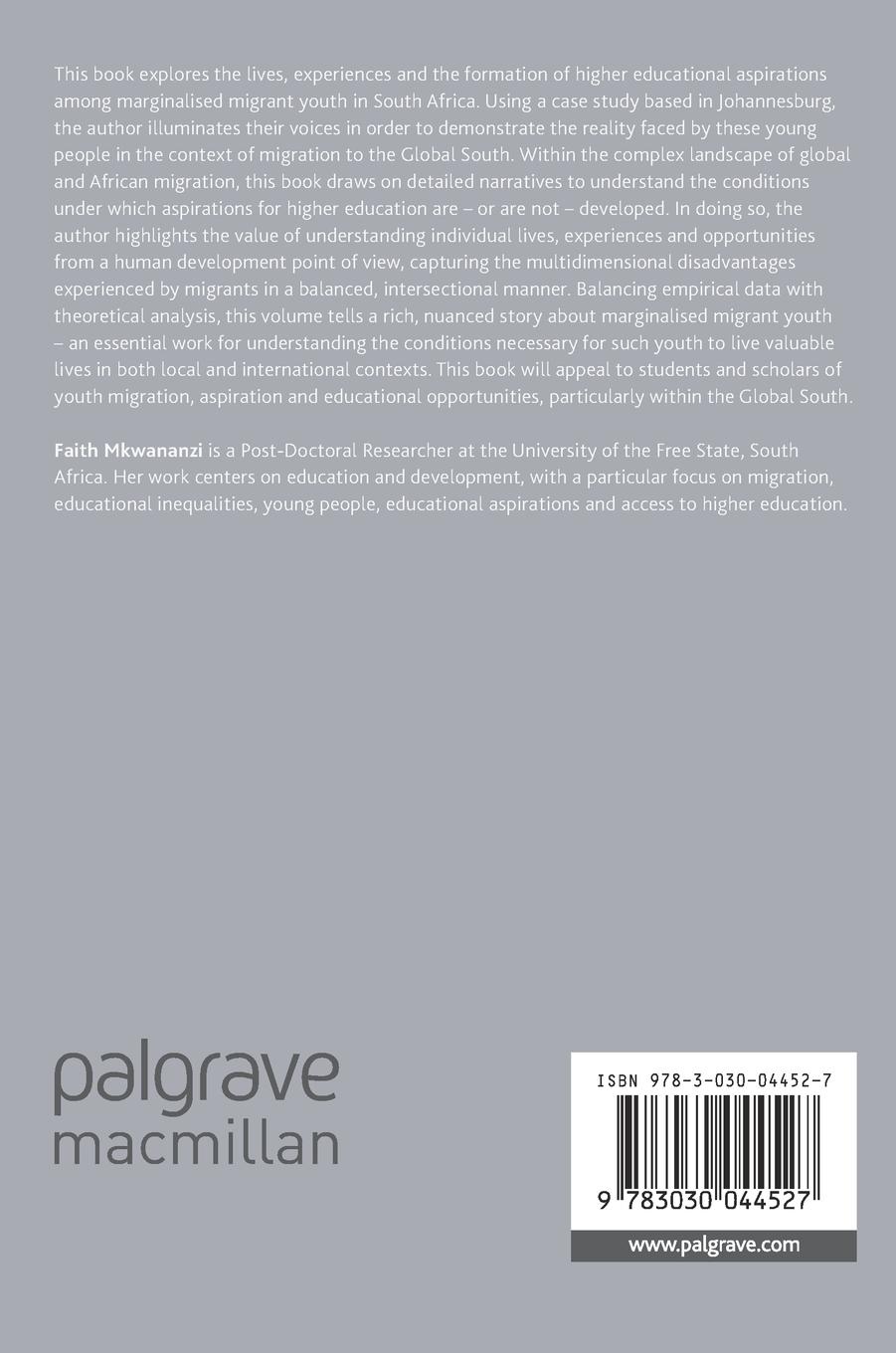 Rückseitencover Higher Education, Youth and Migration in Contexts of Disadvantage