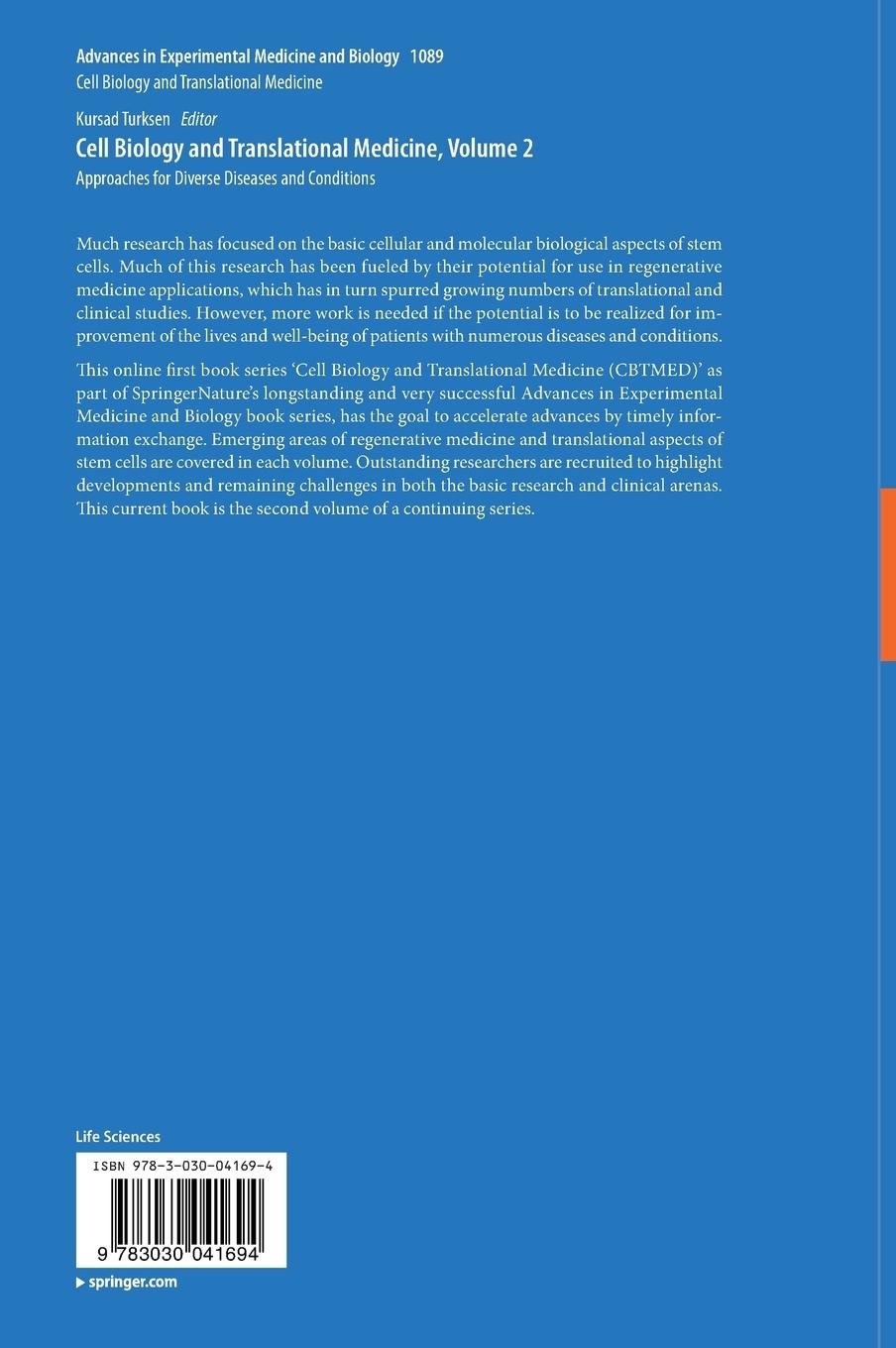 Rückseitencover Cell Biology and Translational Medicine, Volume 2