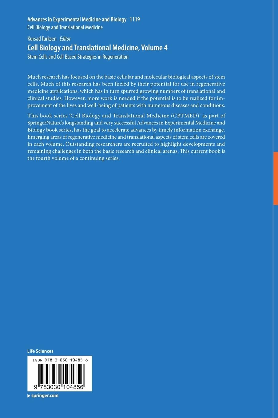 Rückseitencover Cell Biology and Translational Medicine, Volume 4