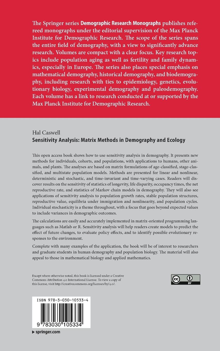 Rückseitencover Sensitivity Analysis: Matrix Methods in Demography and Ecology