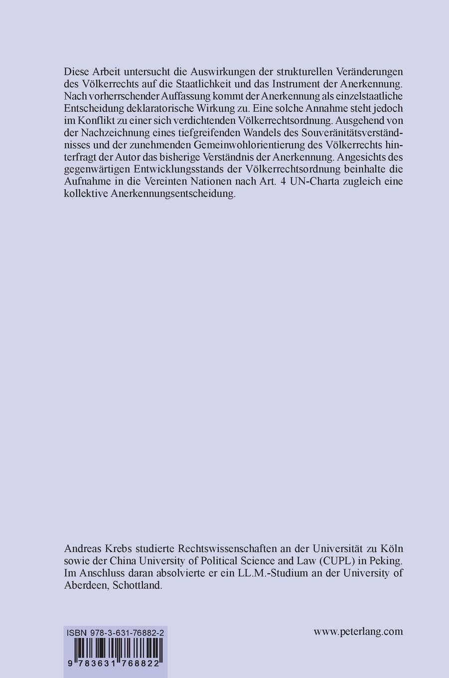 Rückseitencover Konstitutive Anerkennung mit Aufnahme in die Vereinten Nationen