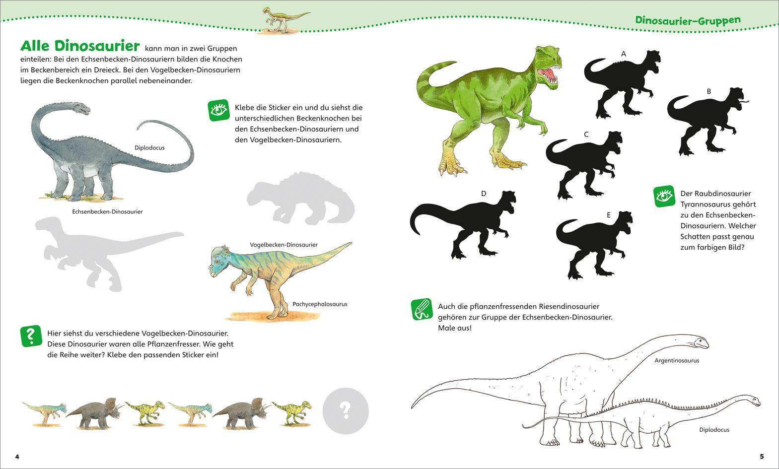 Beispielinhalt (Bild) WAS IST WAS Junior Mitmach-Heft Dinosaurier