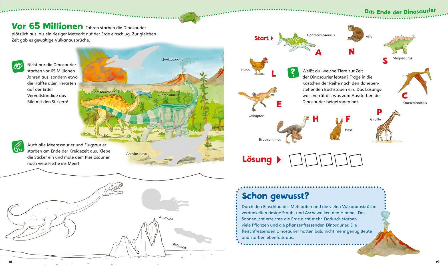 Beispielinhalt (Bild) WAS IST WAS Junior Mitmach-Heft Dinosaurier