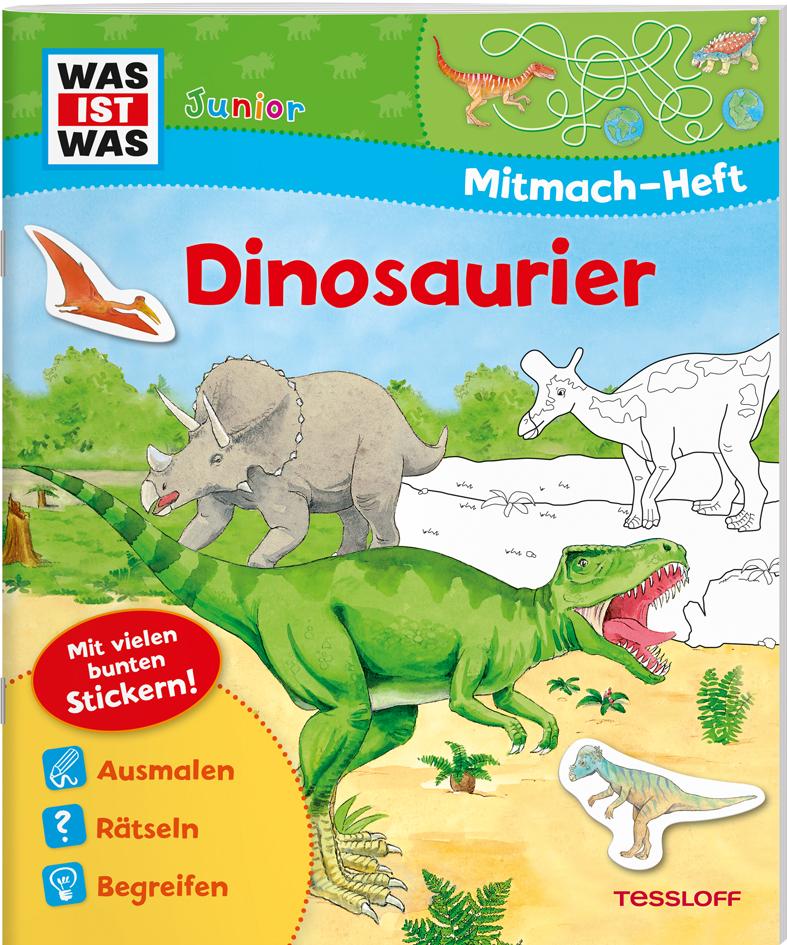 Vorderes Coverbild WAS IST WAS Junior Mitmach-Heft Dinosaurier