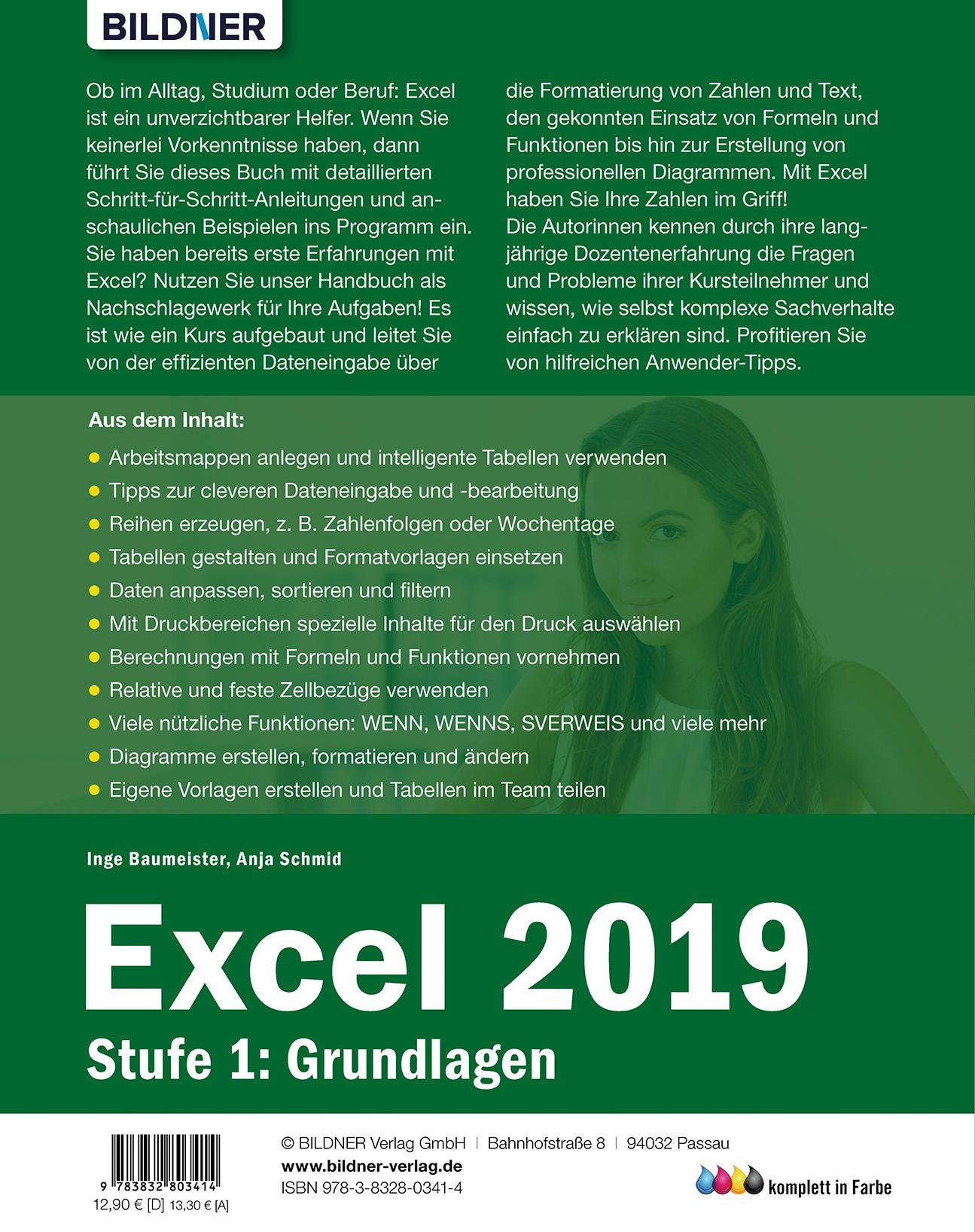 Rückseitencover Excel 2019 - Stufe 1: Grundlagen