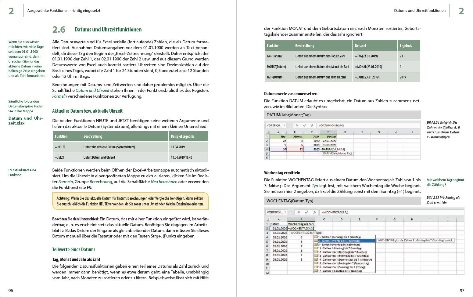 Beispielinhalt (Bild) Excel 2019 - Stufe 2: Aufbauwissen