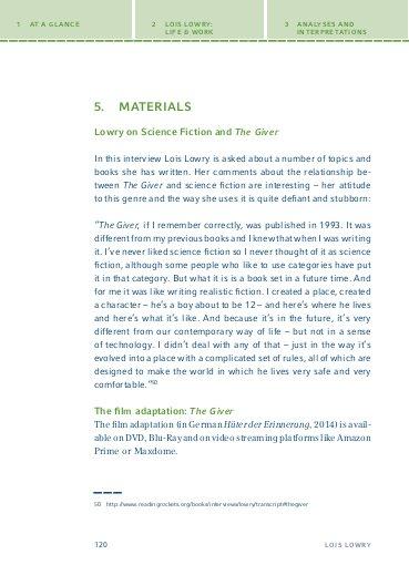 Beispielinhalt (Bild) The Giver von Lois Lowry.