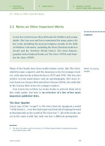 Beispielinhalt (Bild) The Giver von Lois Lowry.