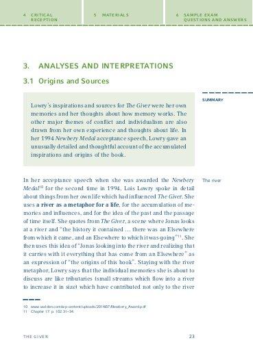 Beispielinhalt (Bild) The Giver von Lois Lowry.