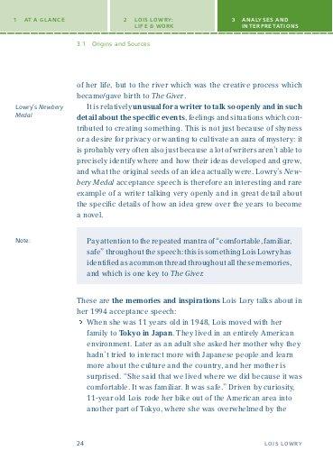 Beispielinhalt (Bild) The Giver von Lois Lowry.