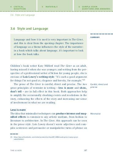 Beispielinhalt (Bild) The Giver von Lois Lowry.