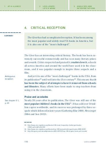 Beispielinhalt (Bild) The Giver von Lois Lowry.