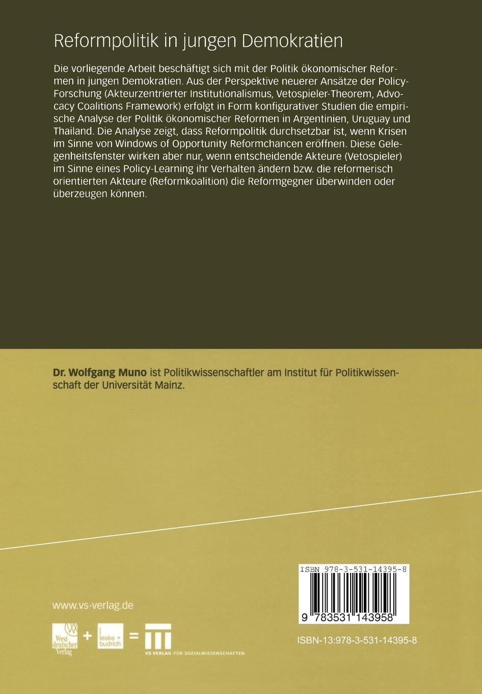 Rückseitencover Reformpolitik in jungen Demokratien