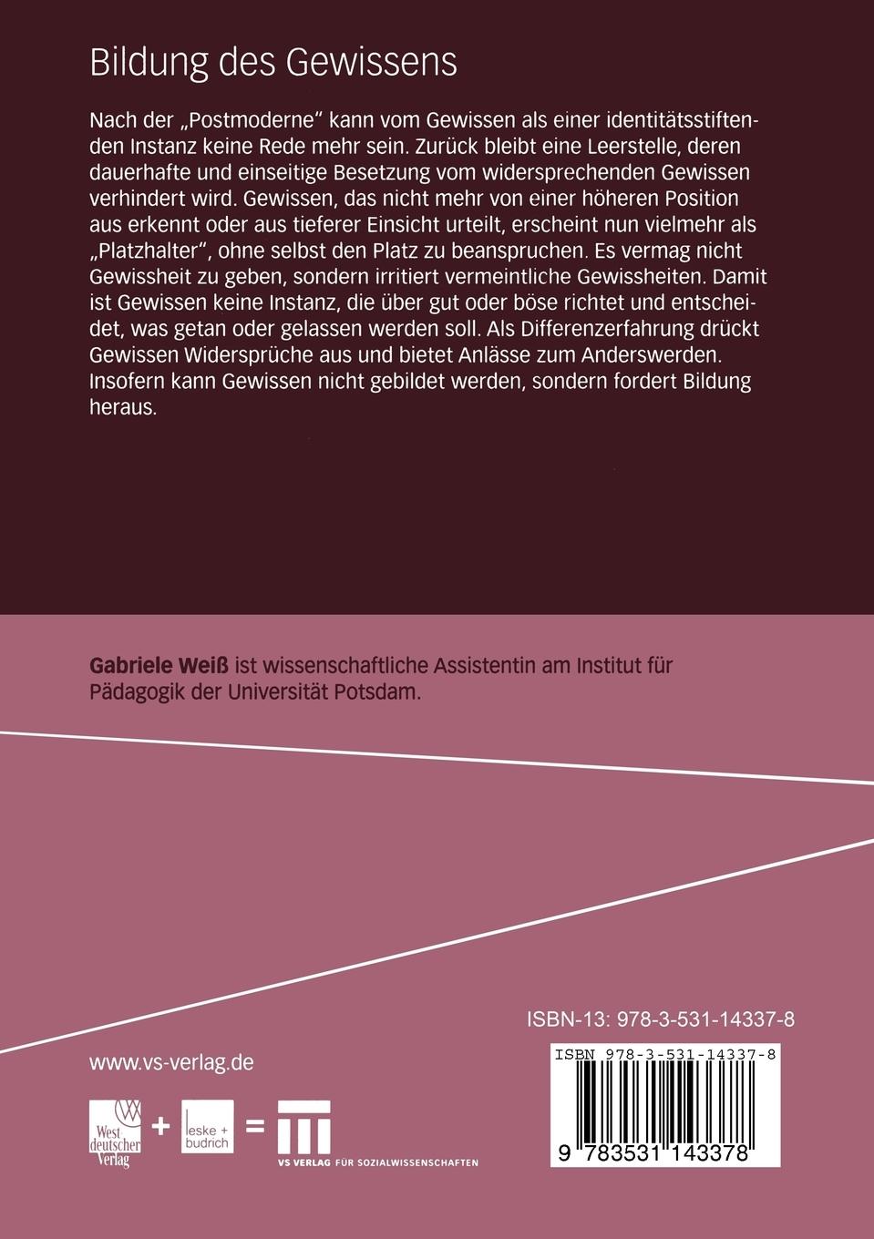 Rückseitencover Bildung des Gewissens