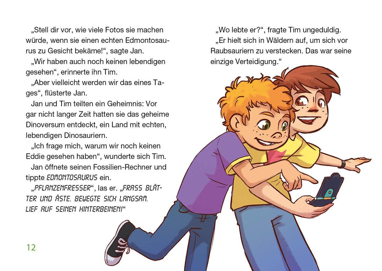 Beispielinhalt (Bild) Das geheime Dinoversum Xtra (Band 6) - Bedrohung für den Edmontosaurus