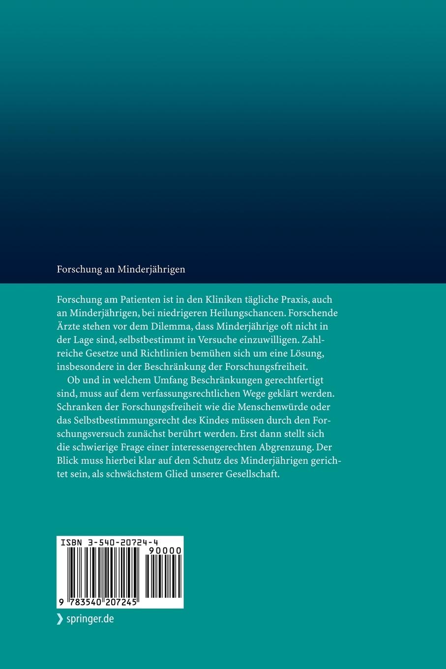 Rückseitencover Forschung an Minderjährigen