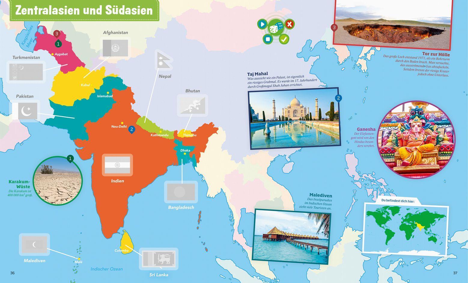 Beispielinhalt (Bild) BOOKii® WAS IST WAS Stickeratlas Flaggen der Welt.