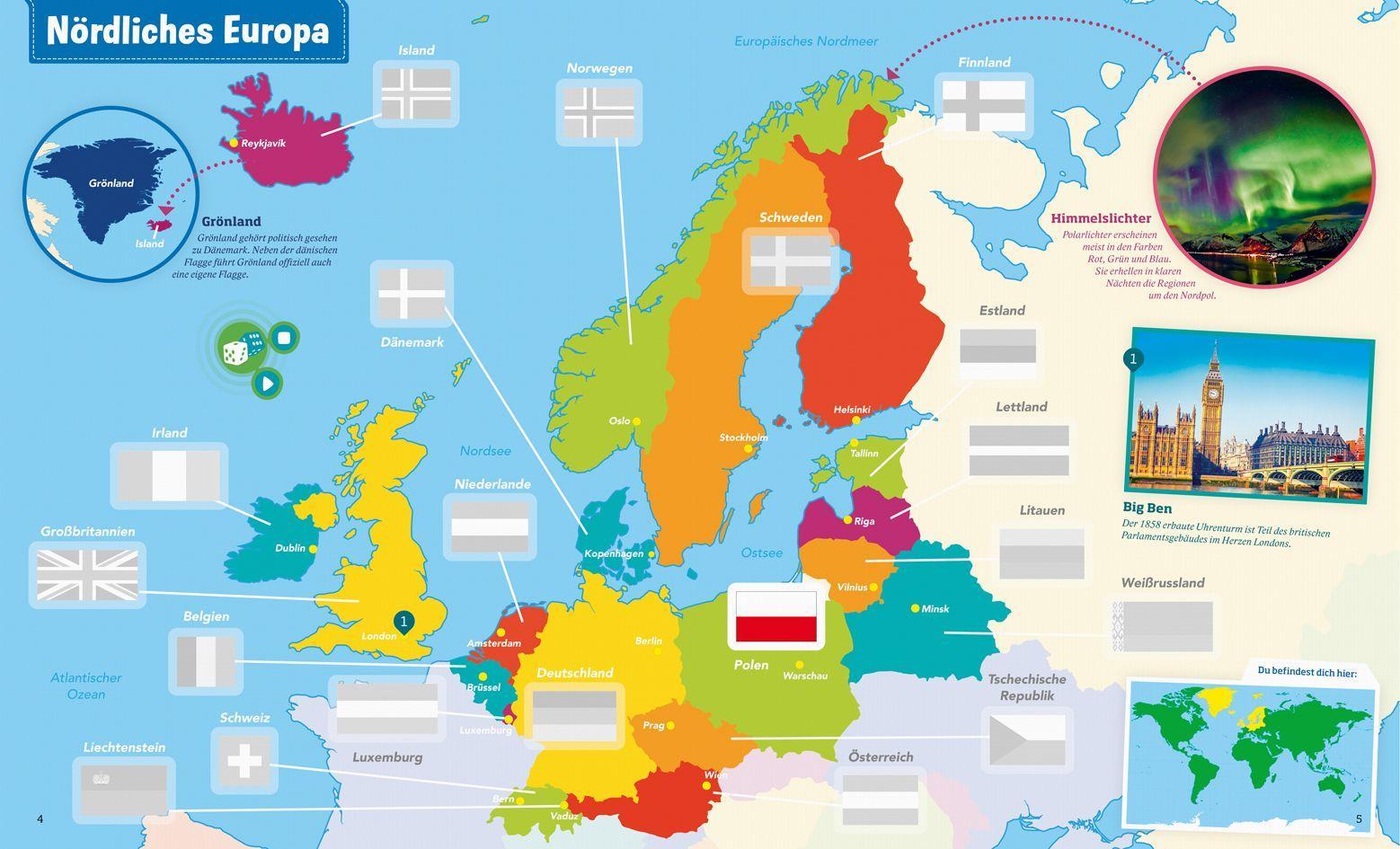 Beispielinhalt (Bild) BOOKii® WAS IST WAS Stickeratlas Flaggen der Welt.