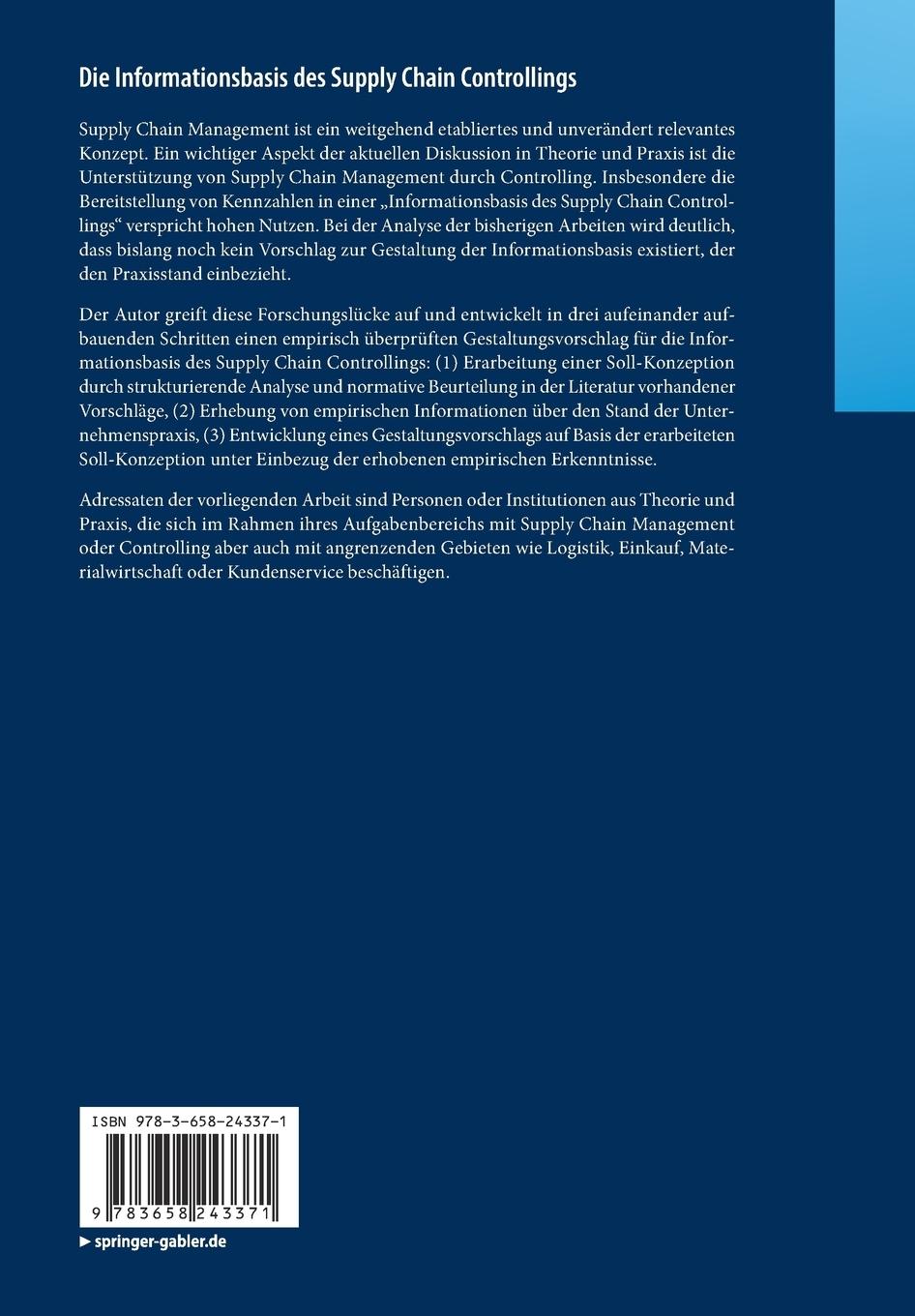 Rückseitencover Die Informationsbasis des Supply Chain Controllings